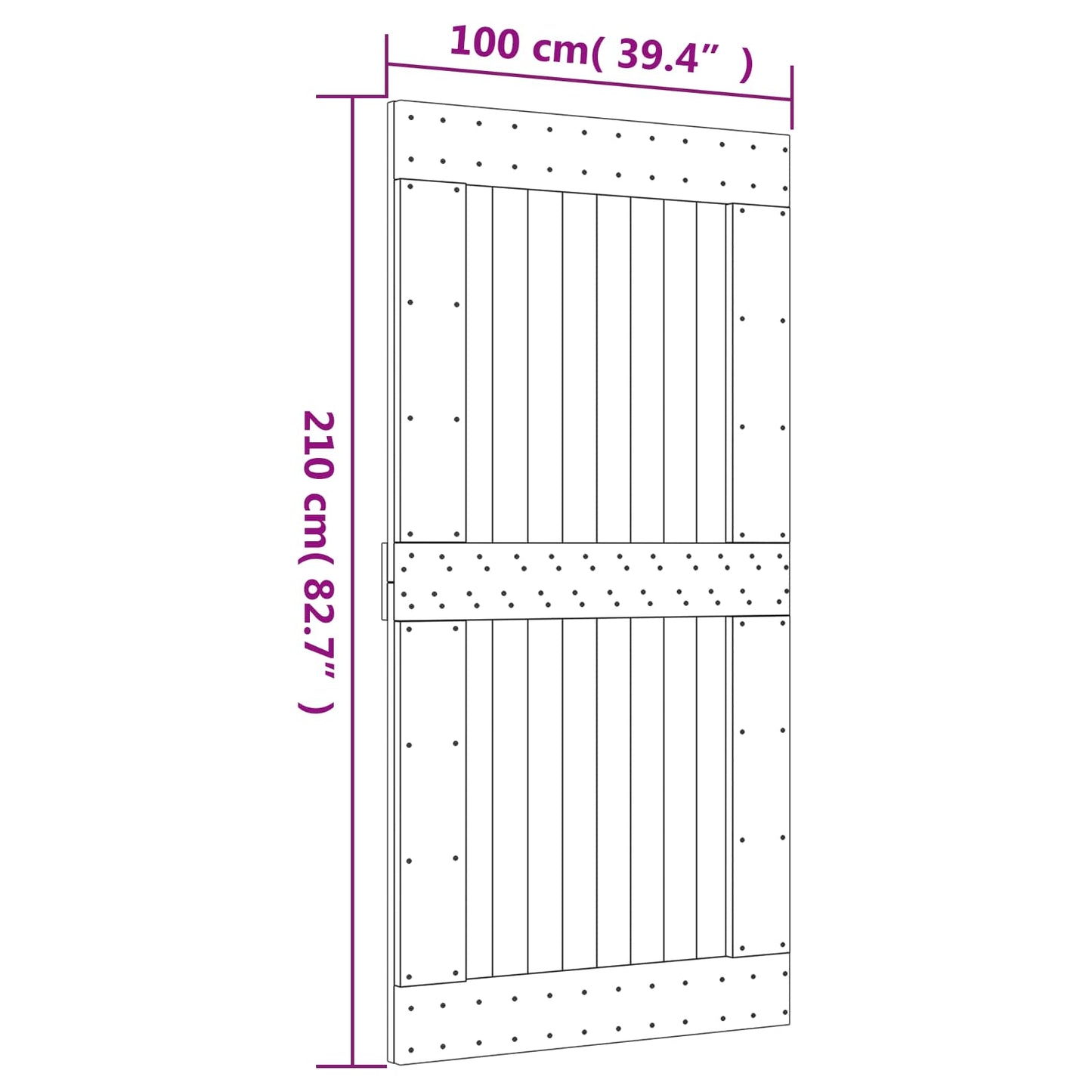Skydedør Natur og hvid 100 x 210 cm Massivt Fyrretræ