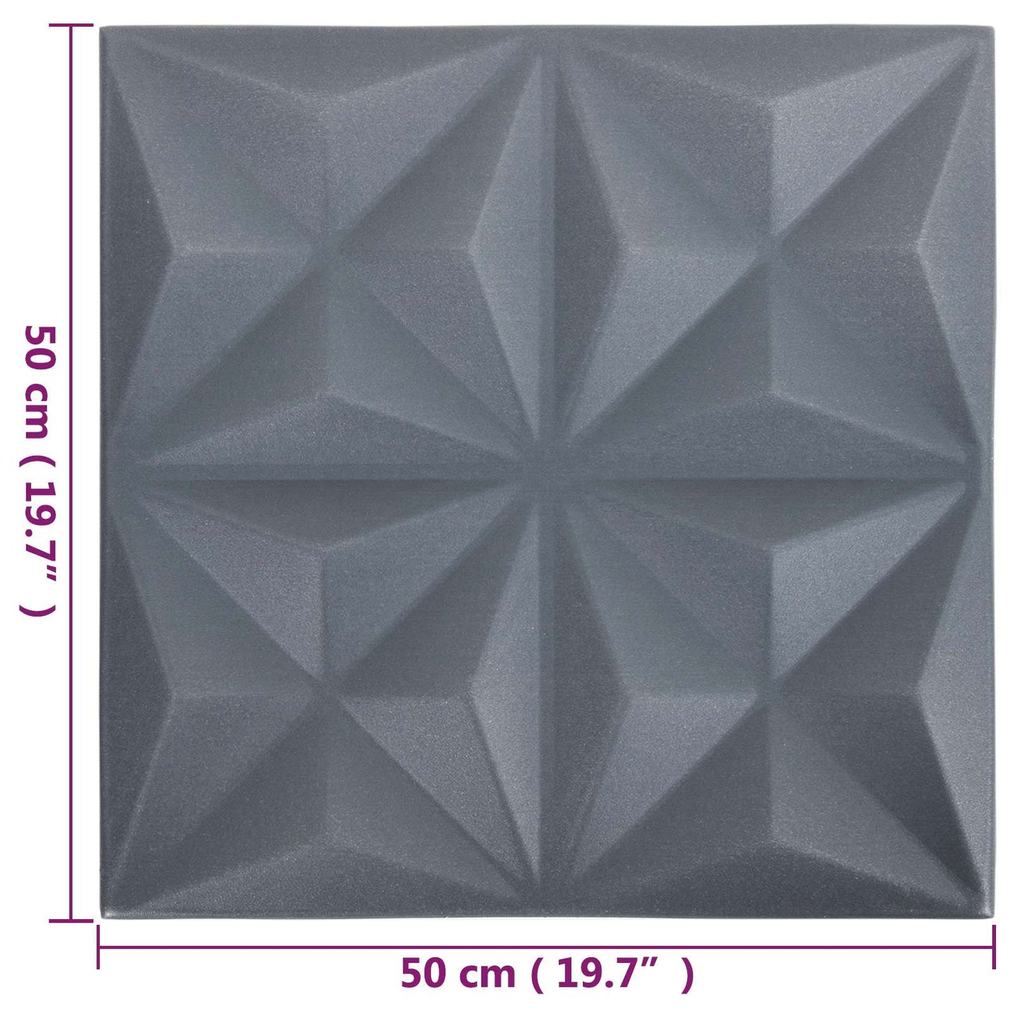Vægpaneler 24 pcs Origami Grå 50 x 50 cm XPS Skum