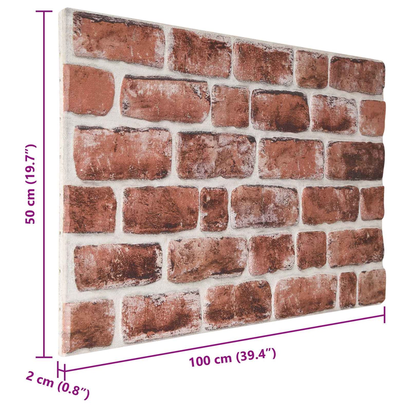 Vægpaneler 10 pcs Mørkebrun og Hvid 100 x 50 cm EPS Skum