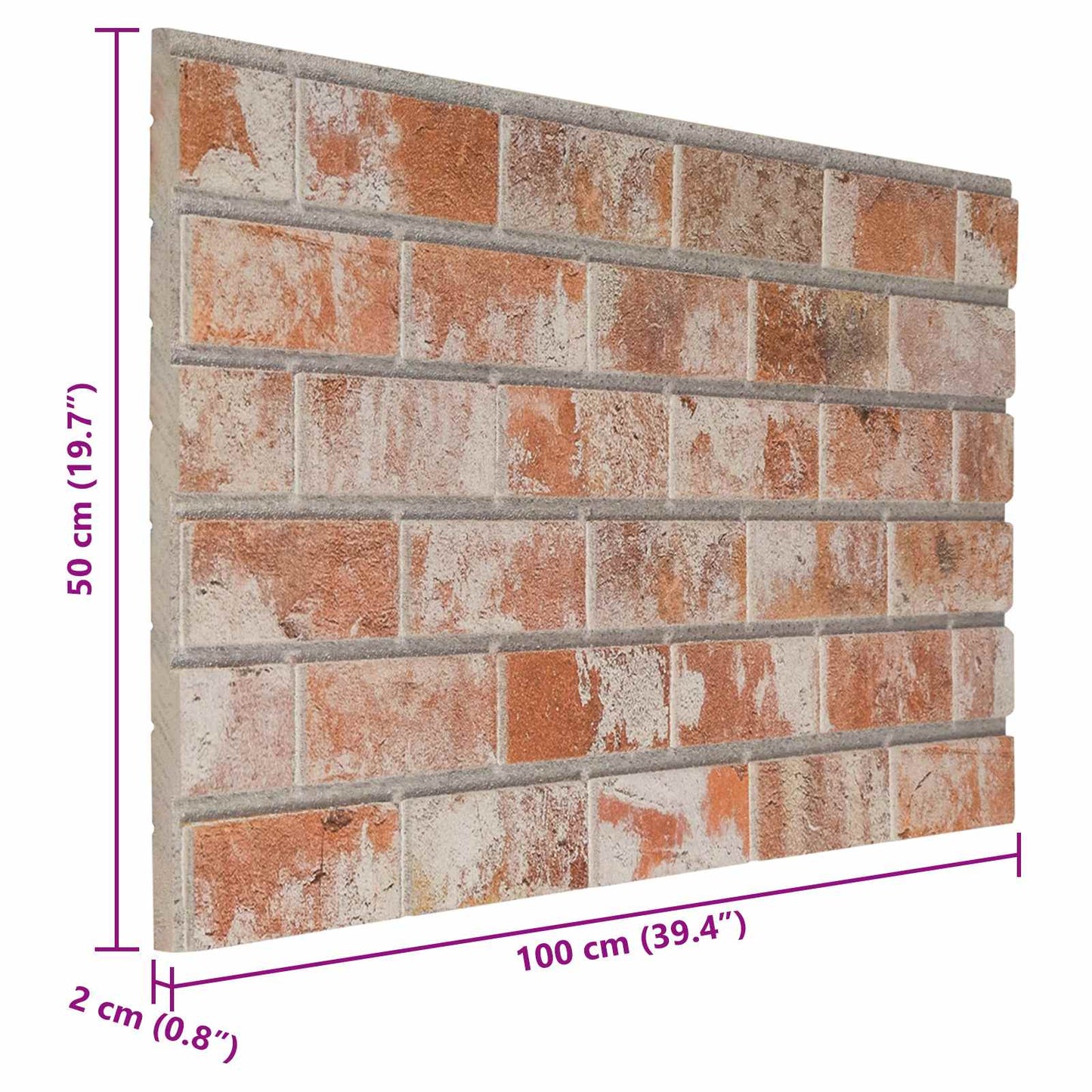 Vægpaneler 10 pcs Orange 100 x 50 cm EPS Skum