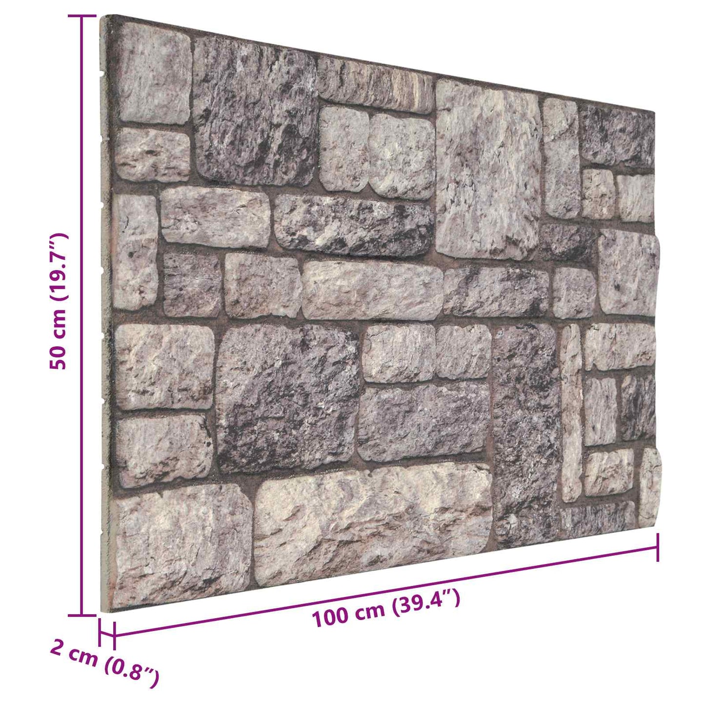 Vægpaneler 10 pcs Grå og Hvid 100 x 50 cm EPS Skum