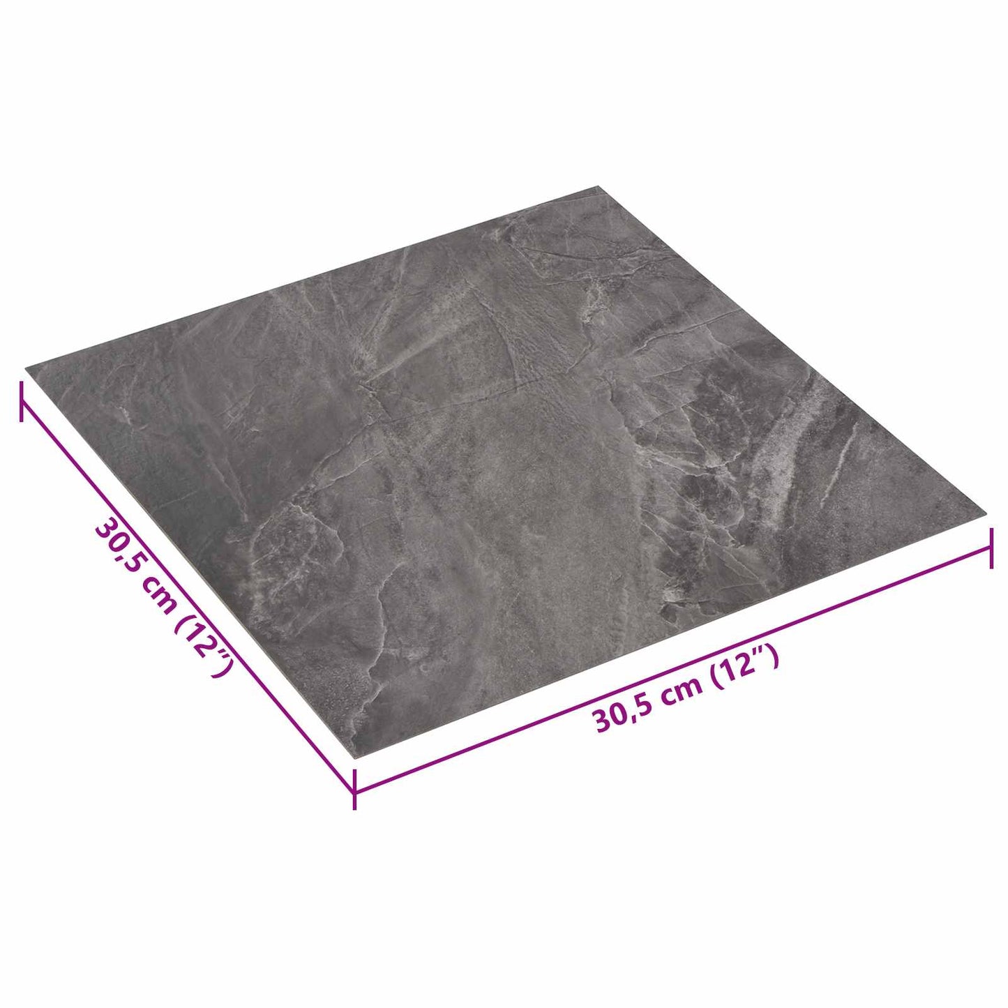 Selvklæbende Gulvplanker 30,5 x 30,5 cm 20 pcs PVC Sort
