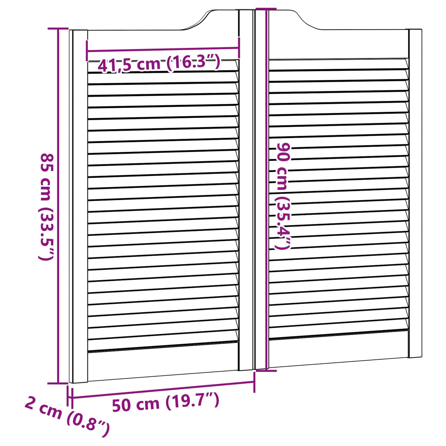 Svingdøre Hvid 90 x 50 cm Massivt fyrretræ