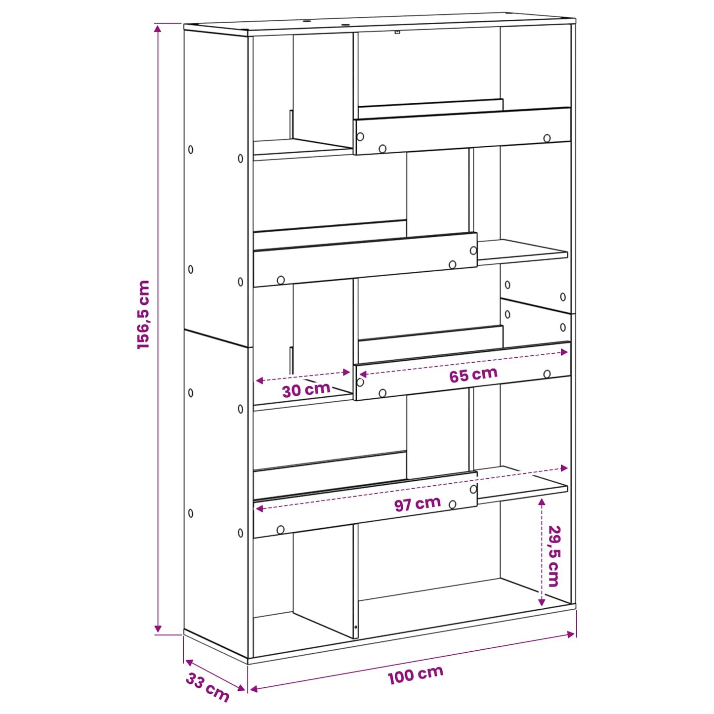 Boghylde Sort eg 100 x 33 x 156,5 cm Konstrueret træ
