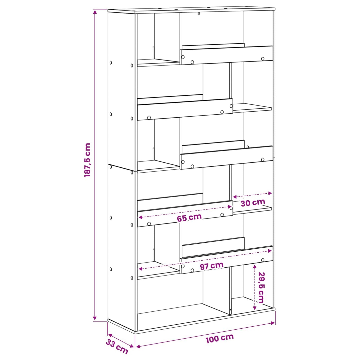 Boghylde Sort eg 100 x 33 x 156,5 cm Konstrueret træ