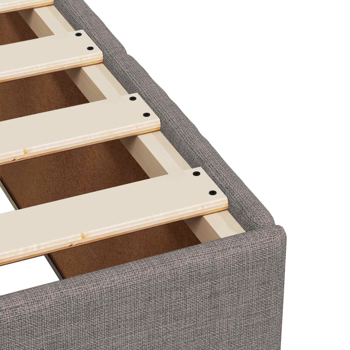 LED boksmadrasseng med madras Gråbrun 90 x 200 cm Stof