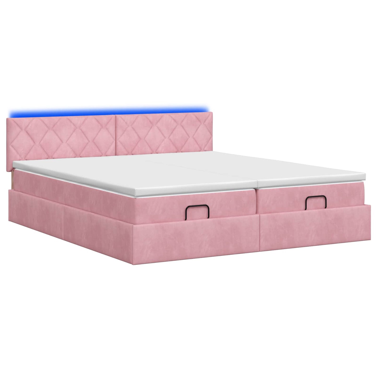 Ottoman seng med madras og LED Lyserød 200 x 200 cm Velour