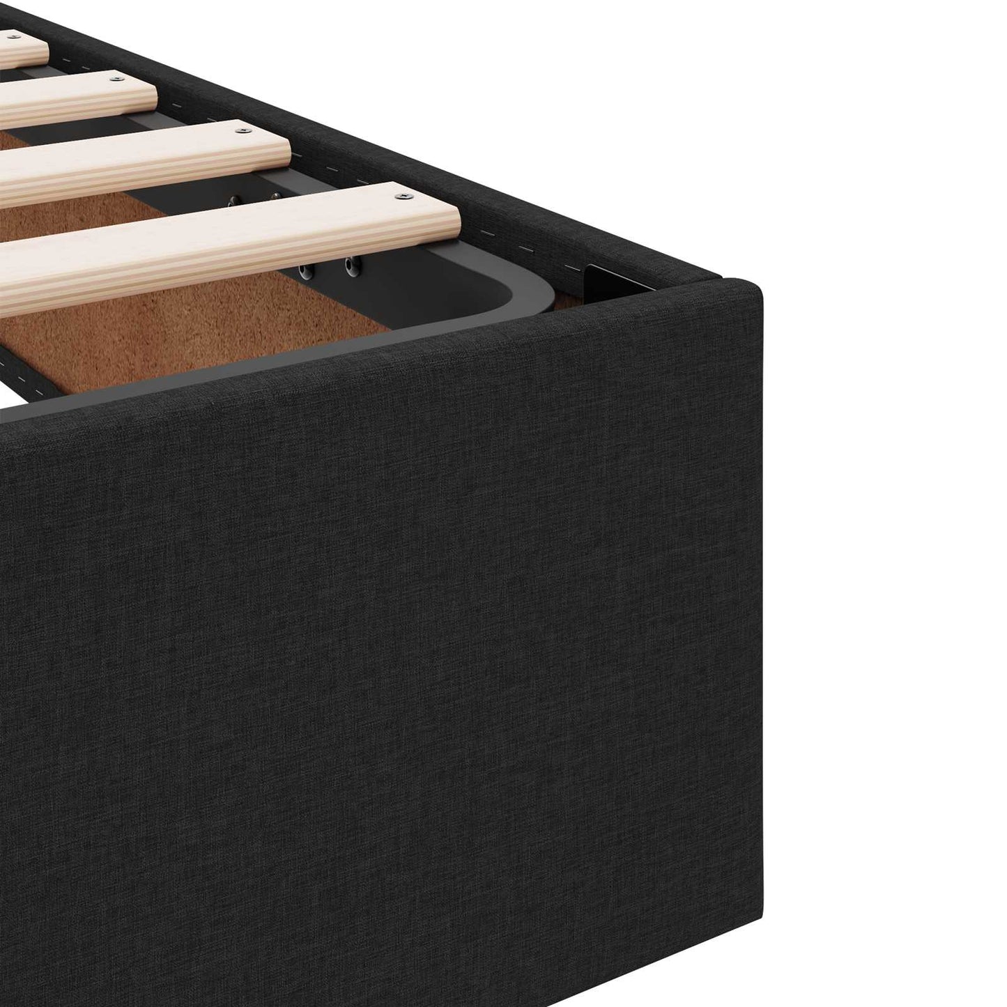 Seng med opbevaring og madras Sort 140 x 190 cm Stof