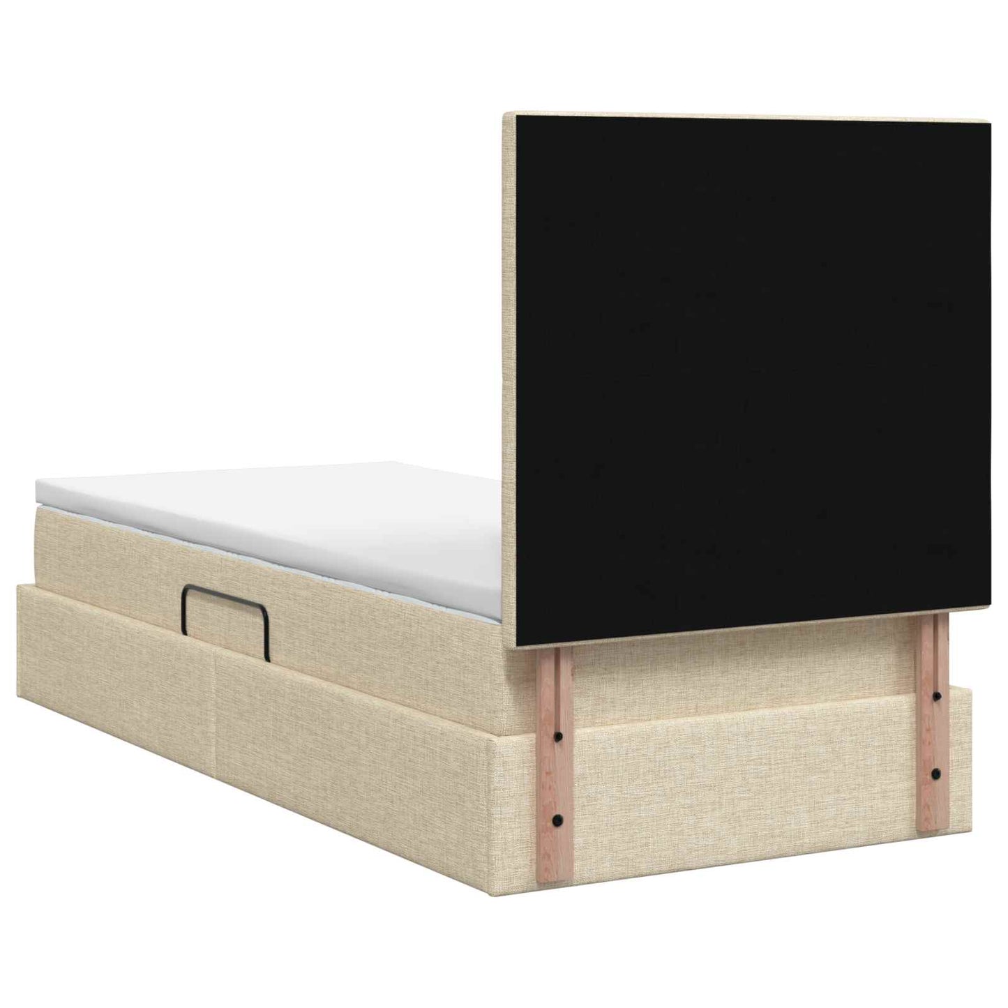 LED opbevarings seng med madras Cremefarvet 90 x 190 cm Stof