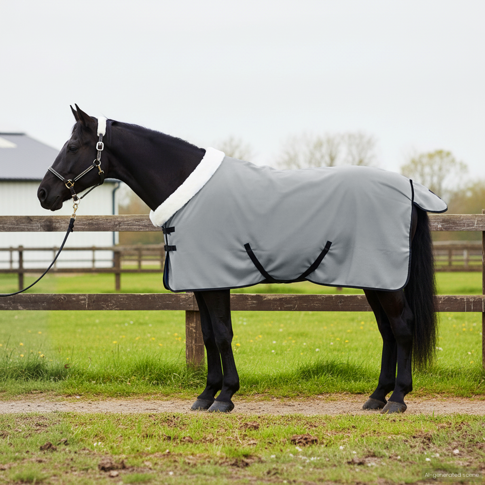 Hestetæppe Mørkegrøn 85 cm Polar fleece billede