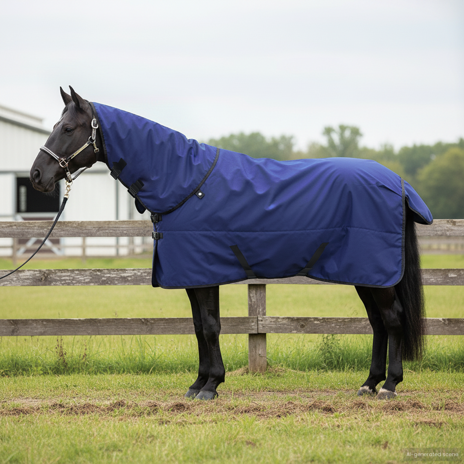 Hestetæppe Mørk Grøn og Sort 115 cm Polyester billede