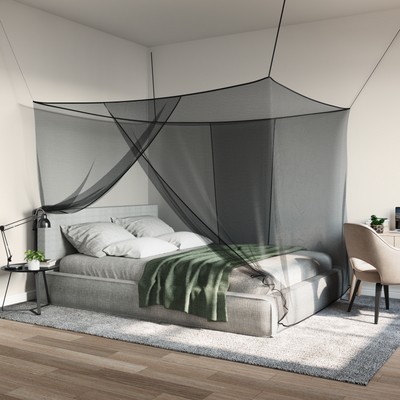 Myggenet til seng 156 mesh Sort 220 x 150 x 180 cm Polyester