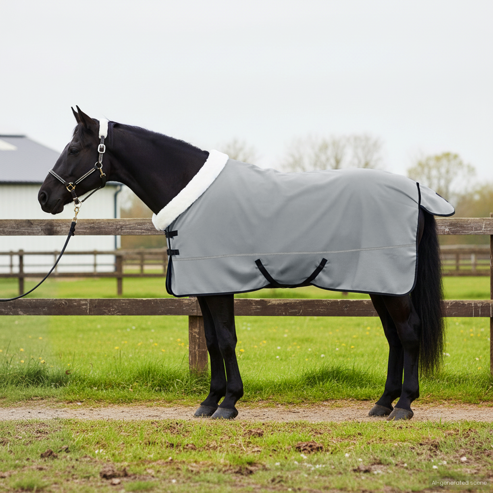 Hestetæppe Mørkegrøn 155 cm Polar fleece billede
