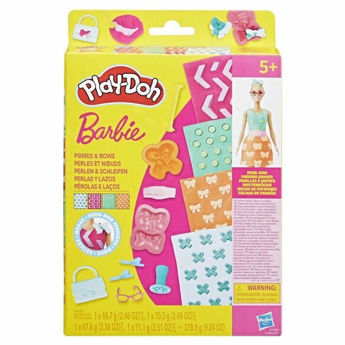 Modellervoks Spil Play-Doh BArbie Pearls & Bows Multifarvet