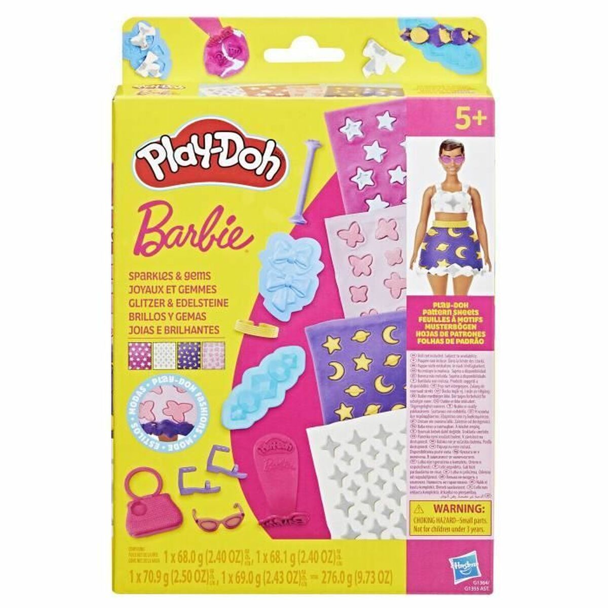 Modellervoks Spil Play-Doh Barbie Sparkles & Gems Multifarvet