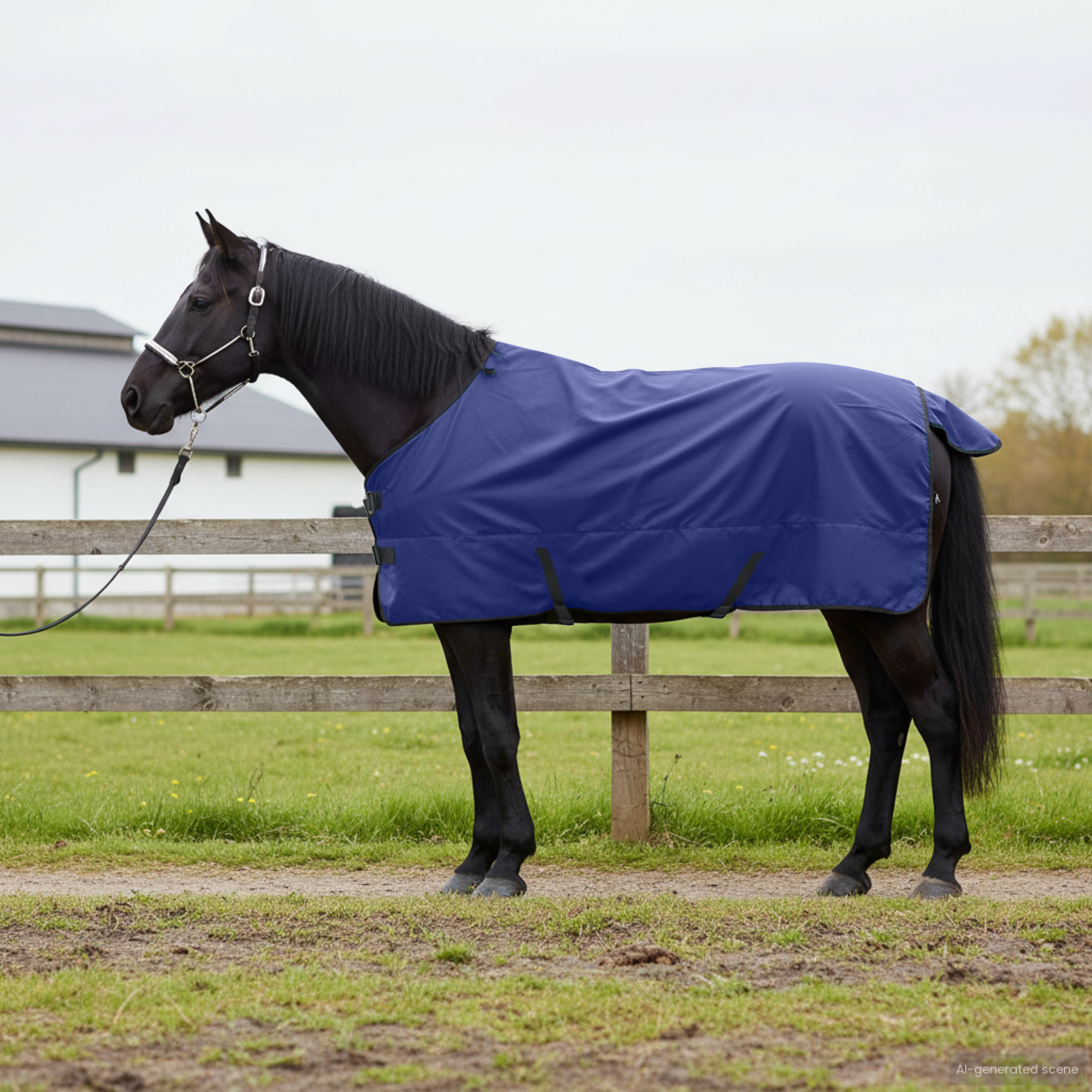 Hestetæppe Mørk Grøn og Sort 165 cm Polyester billede