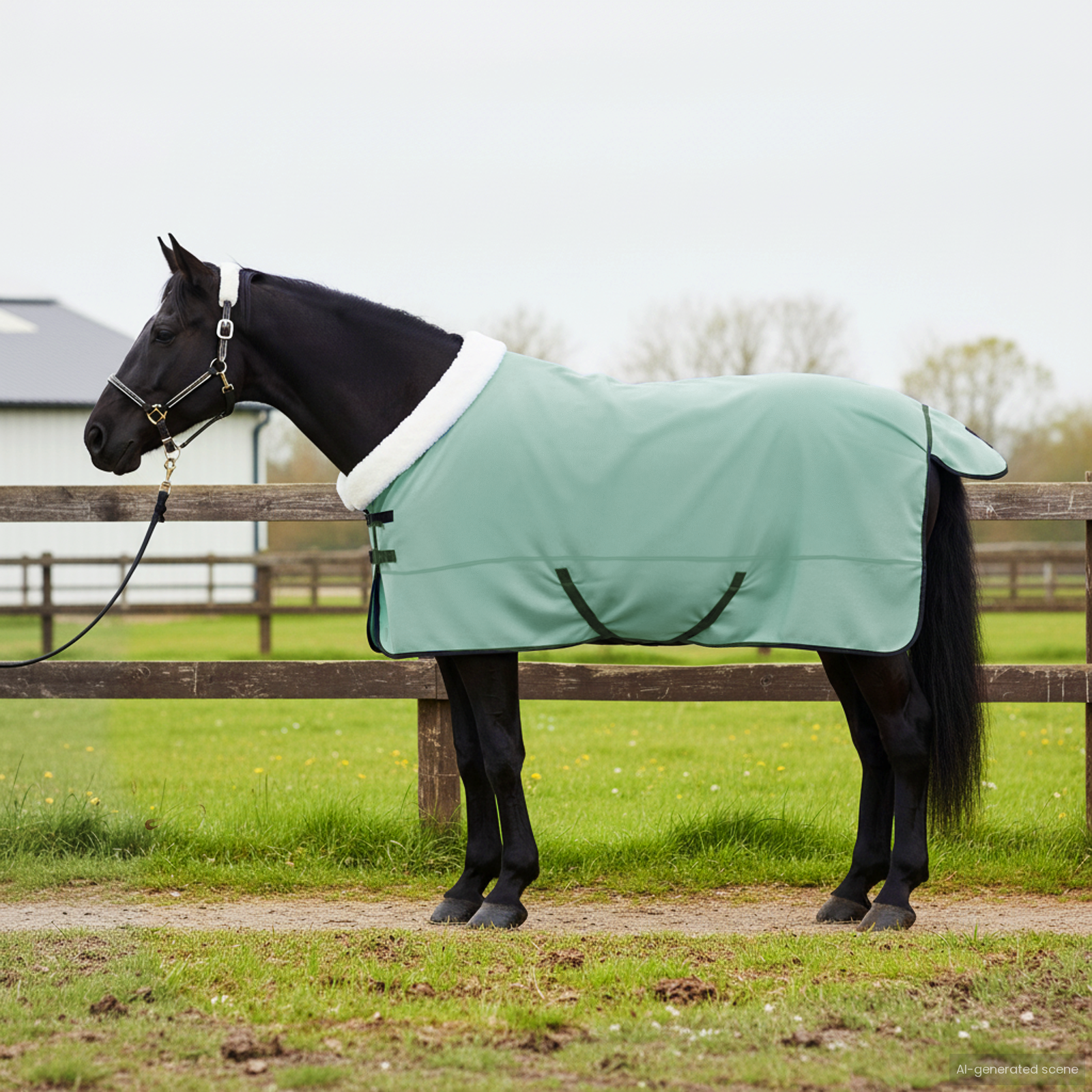 Hestetæppe Mørkegrøn 125 cm Polar fleece billede