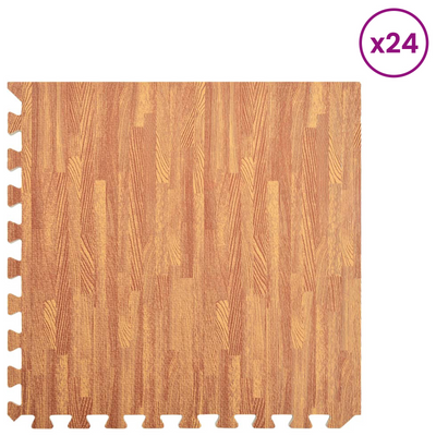 Poolbundmåtte 24 pcs træ 8,64 ㎡ EVA skum