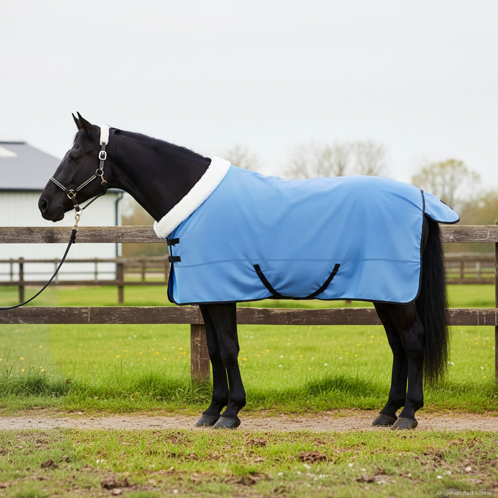 Hestetæppe Fuldt aqua 145 cm Polar fleece billede