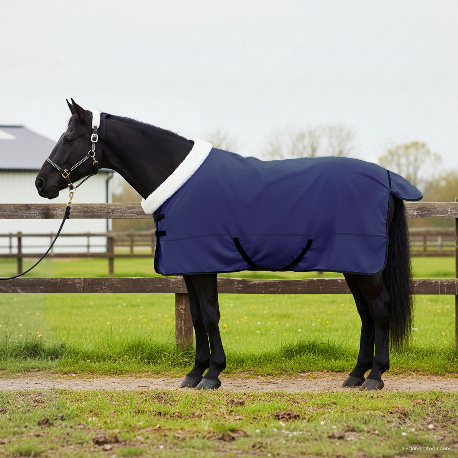 Hestetæppe Mørkeblå 145 cm Polar fleece billede