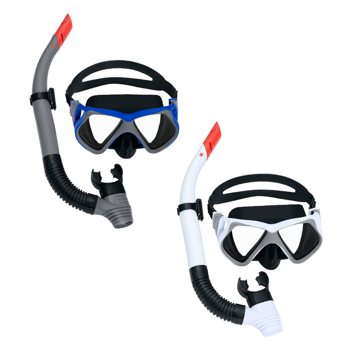 Snorkel beskyttelsesbriller og rør Bestway Hvid Grå Voksen (1 enheder) billede