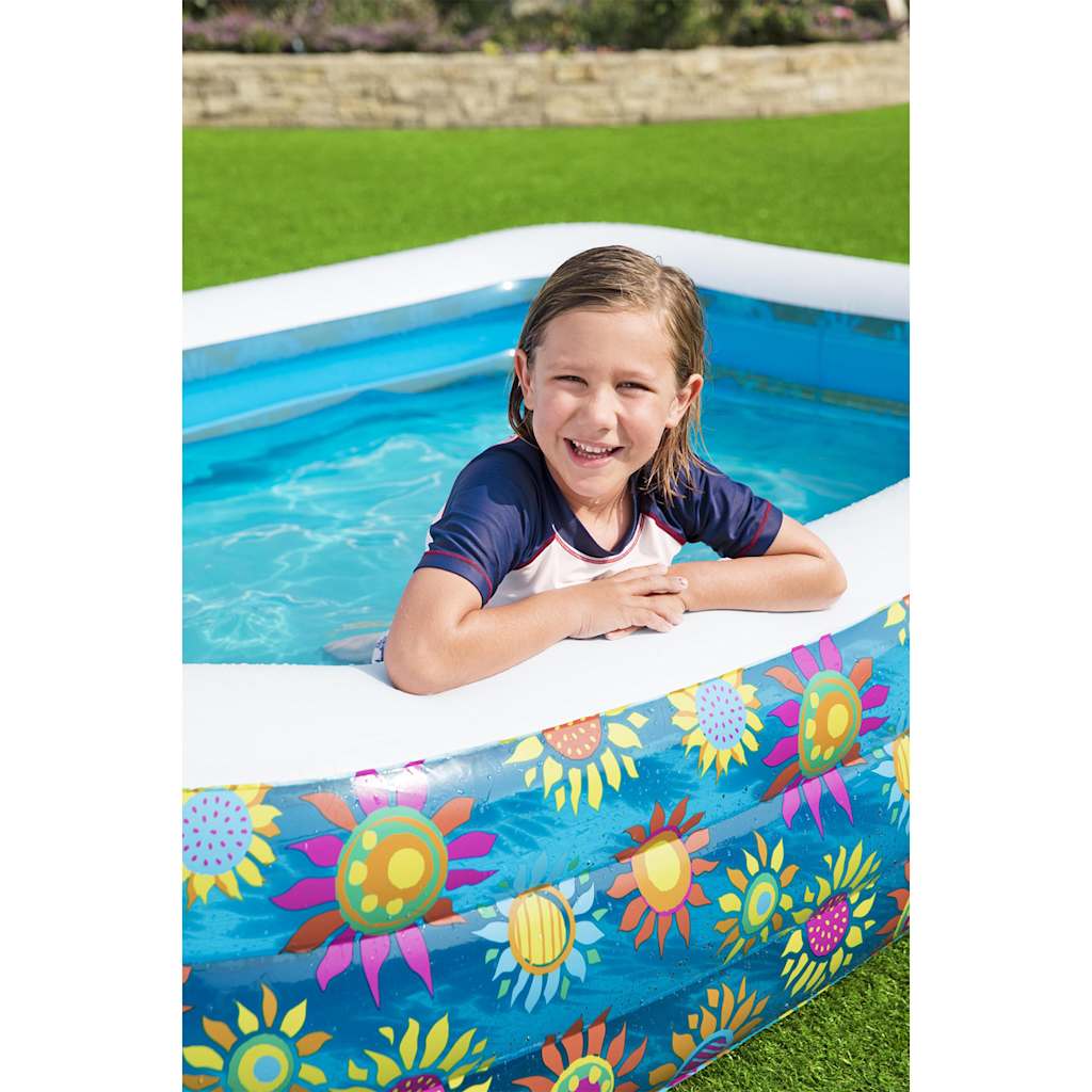 oppustelig børnepool 229x152x56 cm blå