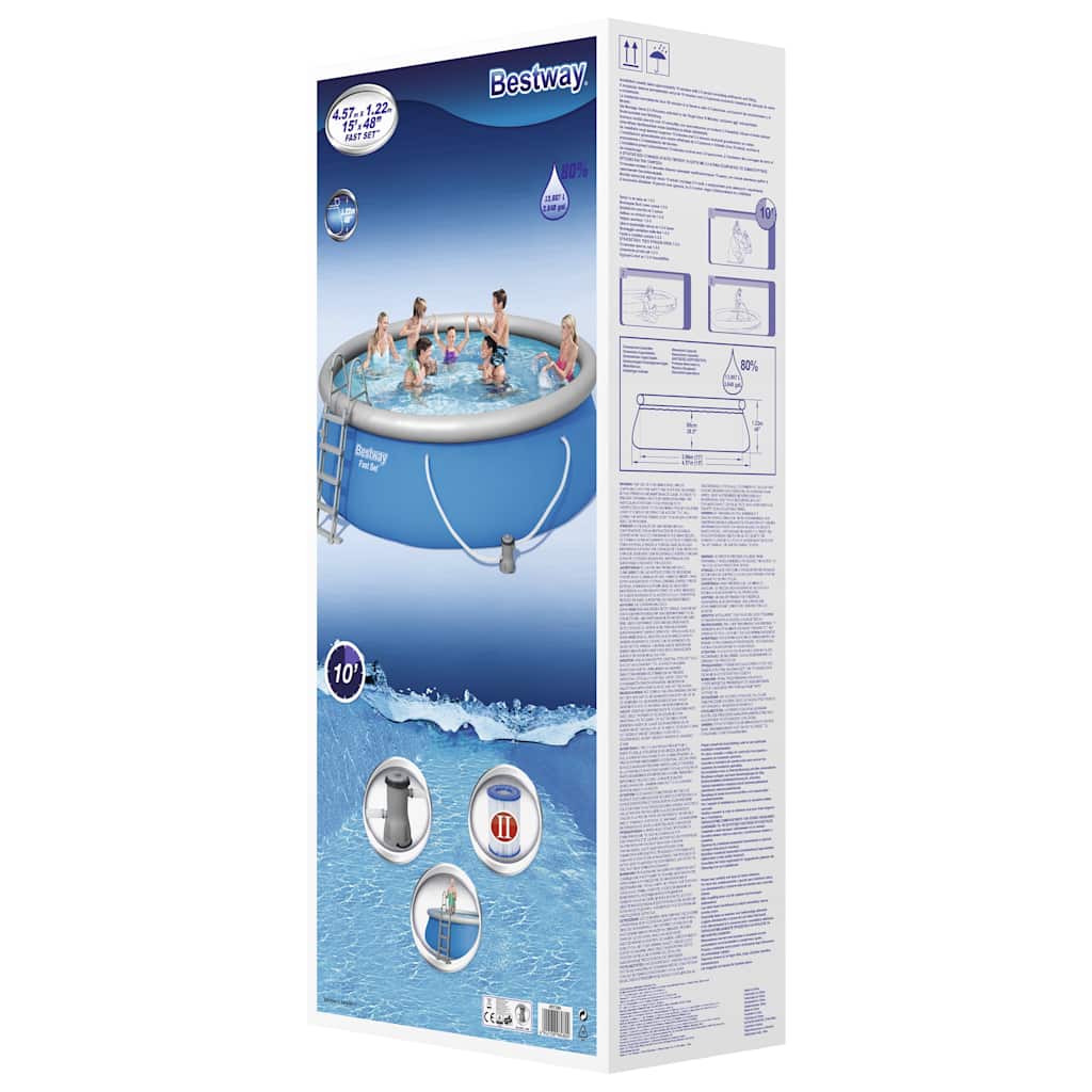 Fast Set oppusteligt swimmingpoolsæt rundt 457x122 cm