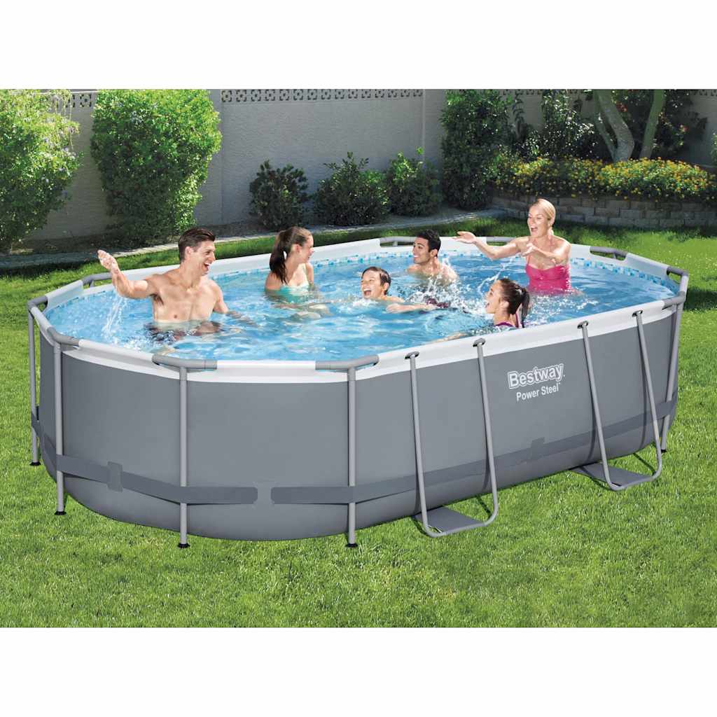 Power Steel swimmingpoolsæt 488x305x107 cm oval billede