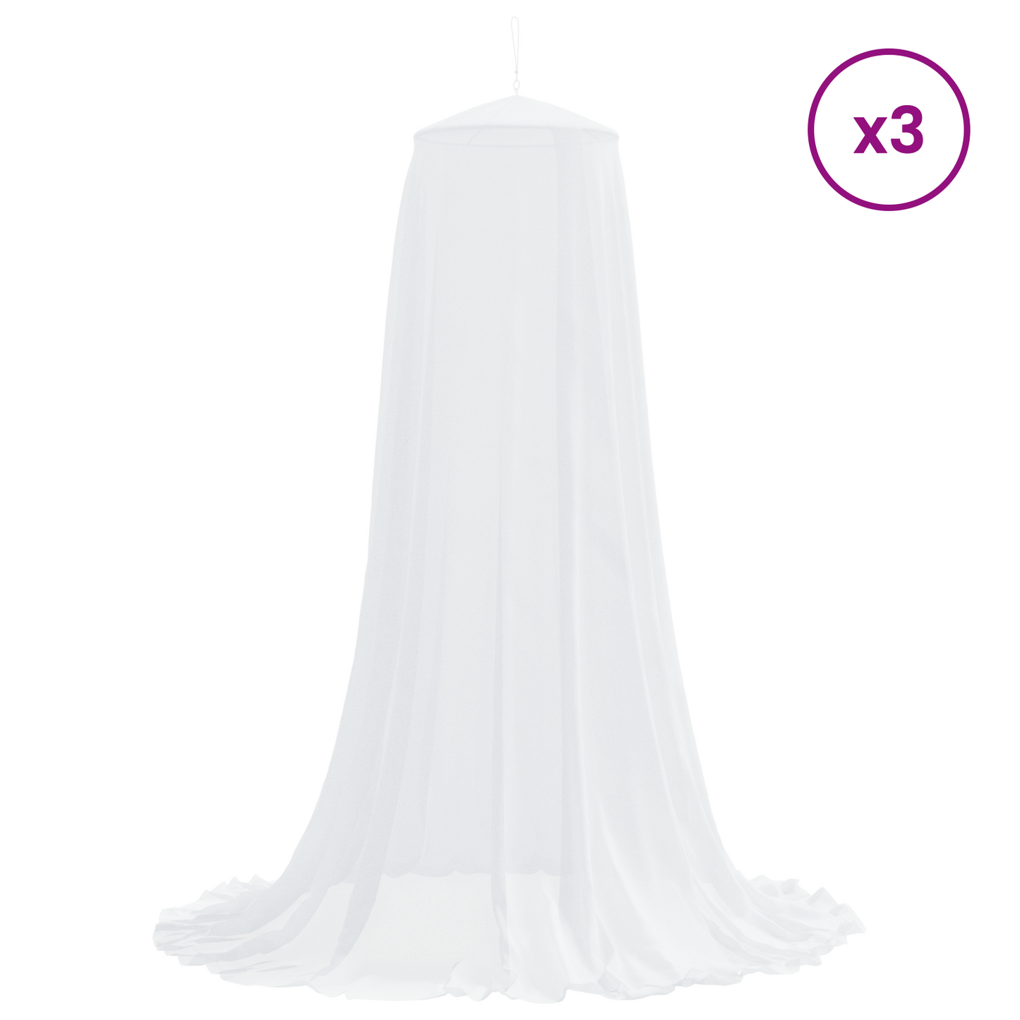 Myggenet til seng 3 pcs 156 mesh Hvid ⌀56 x 220 cm Polyester