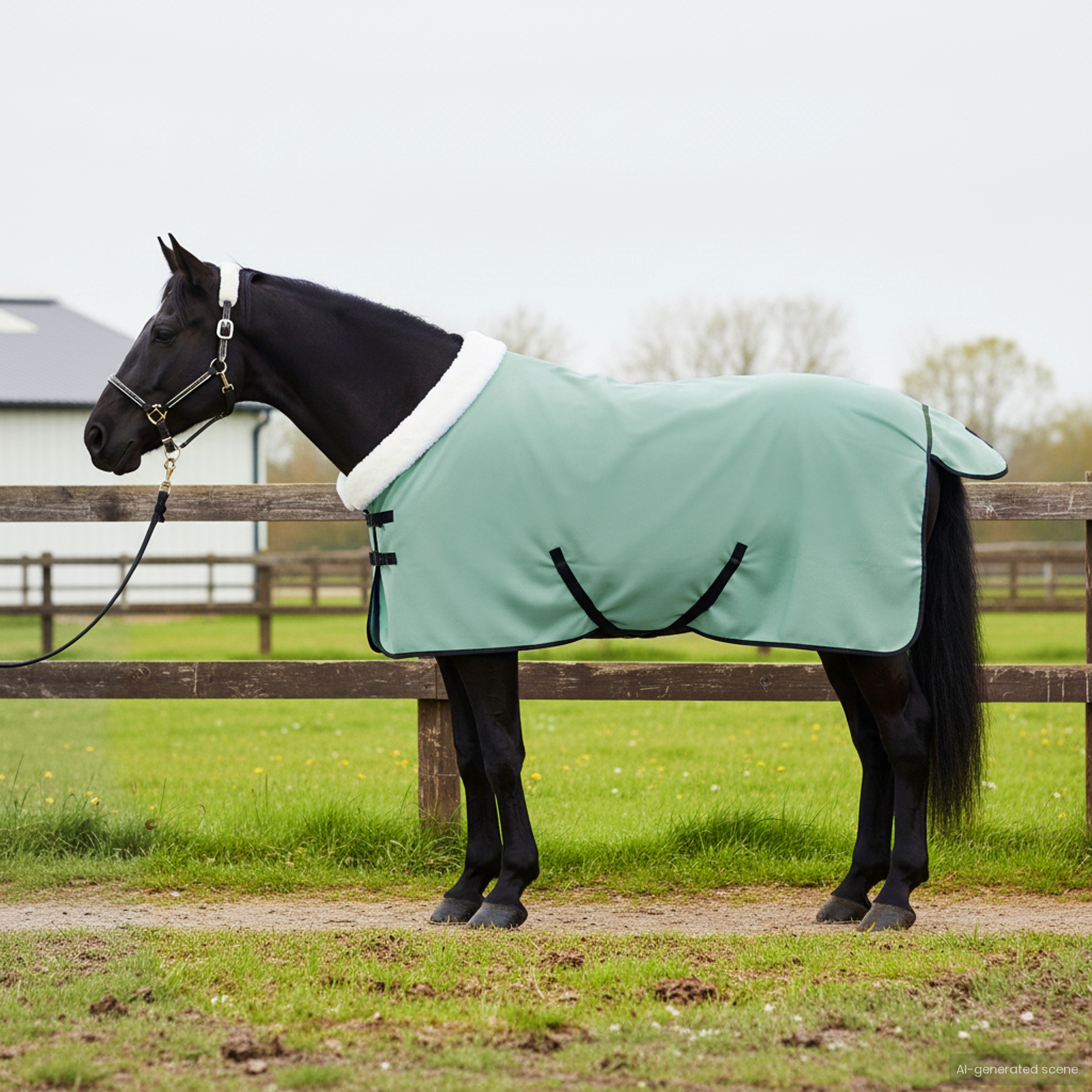 Hestetæppe Mørkegrøn 75 cm Polar fleece billede