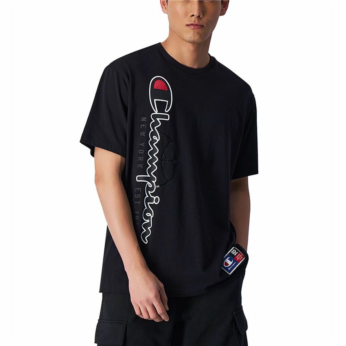 Kortærmet T-shirt til Mænd Champion Crewneck Sort billede