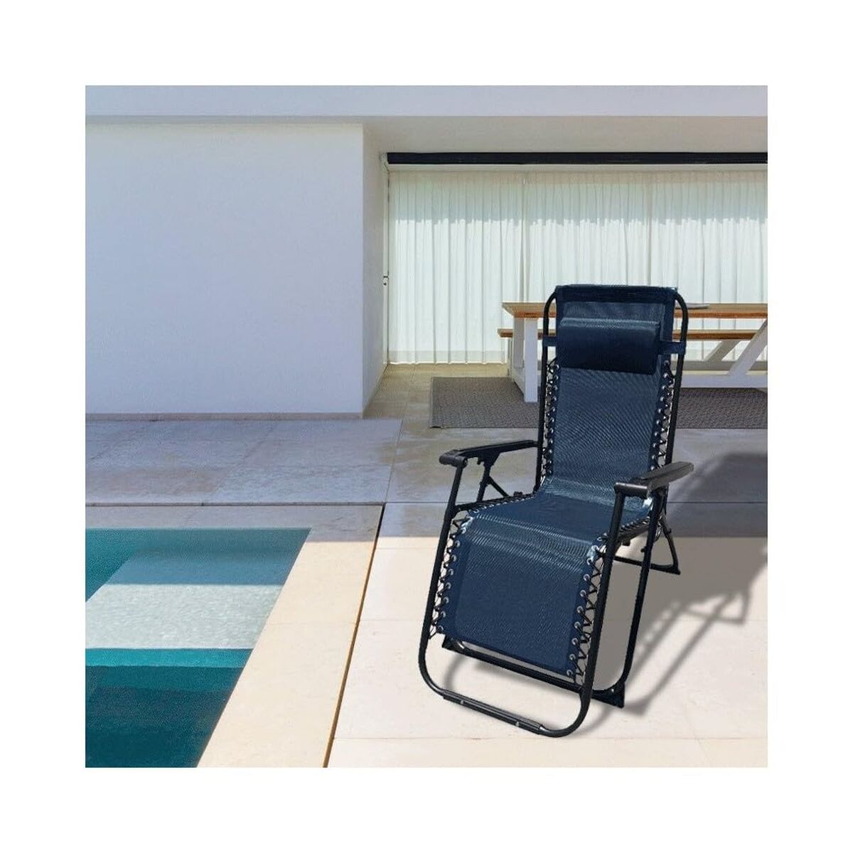 Polstrede Campingstol Marbueno 90 x 108 x 66 cm Blå billede