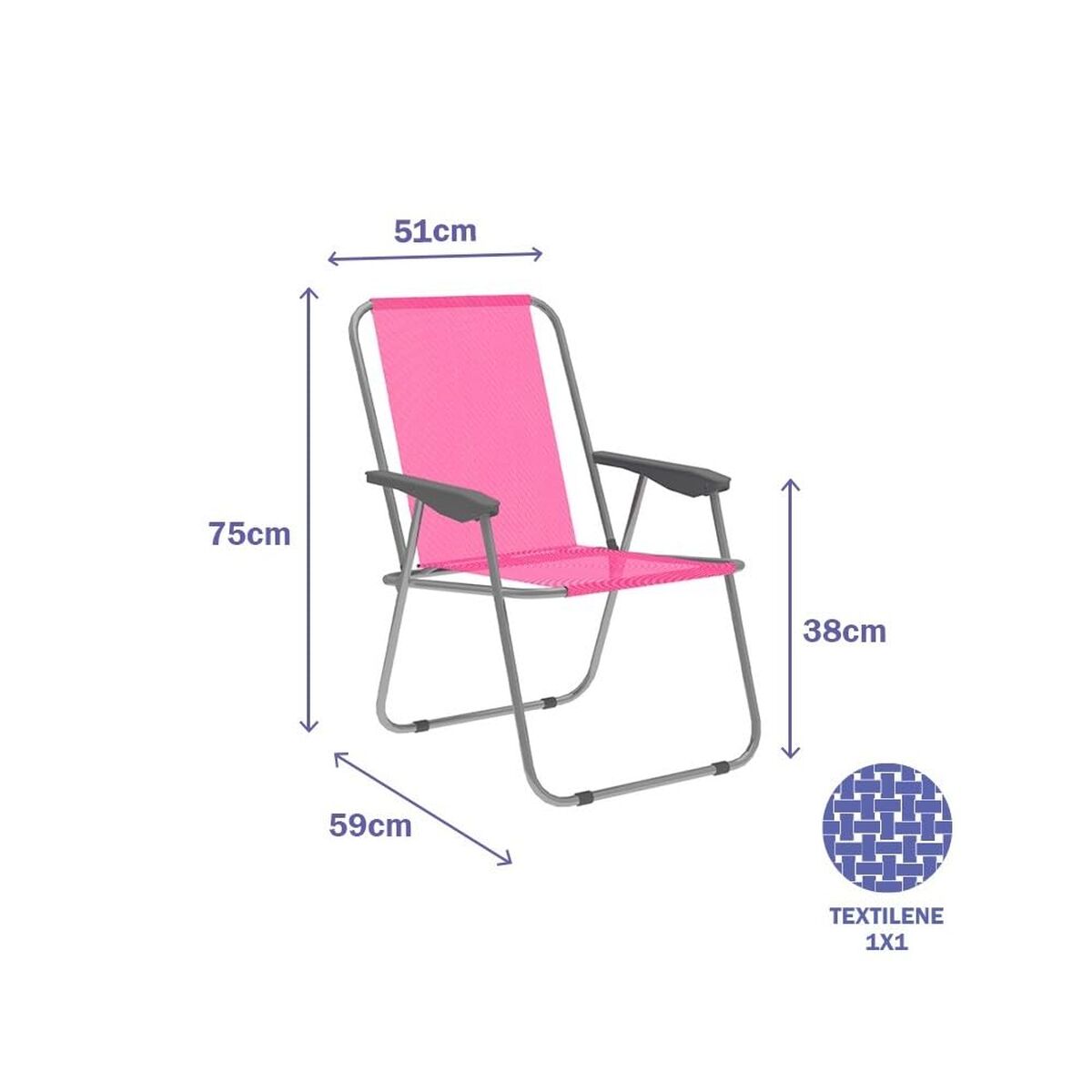 Polstrede Campingstol Marbueno 59 x 75 x 51 cm Pink billede
