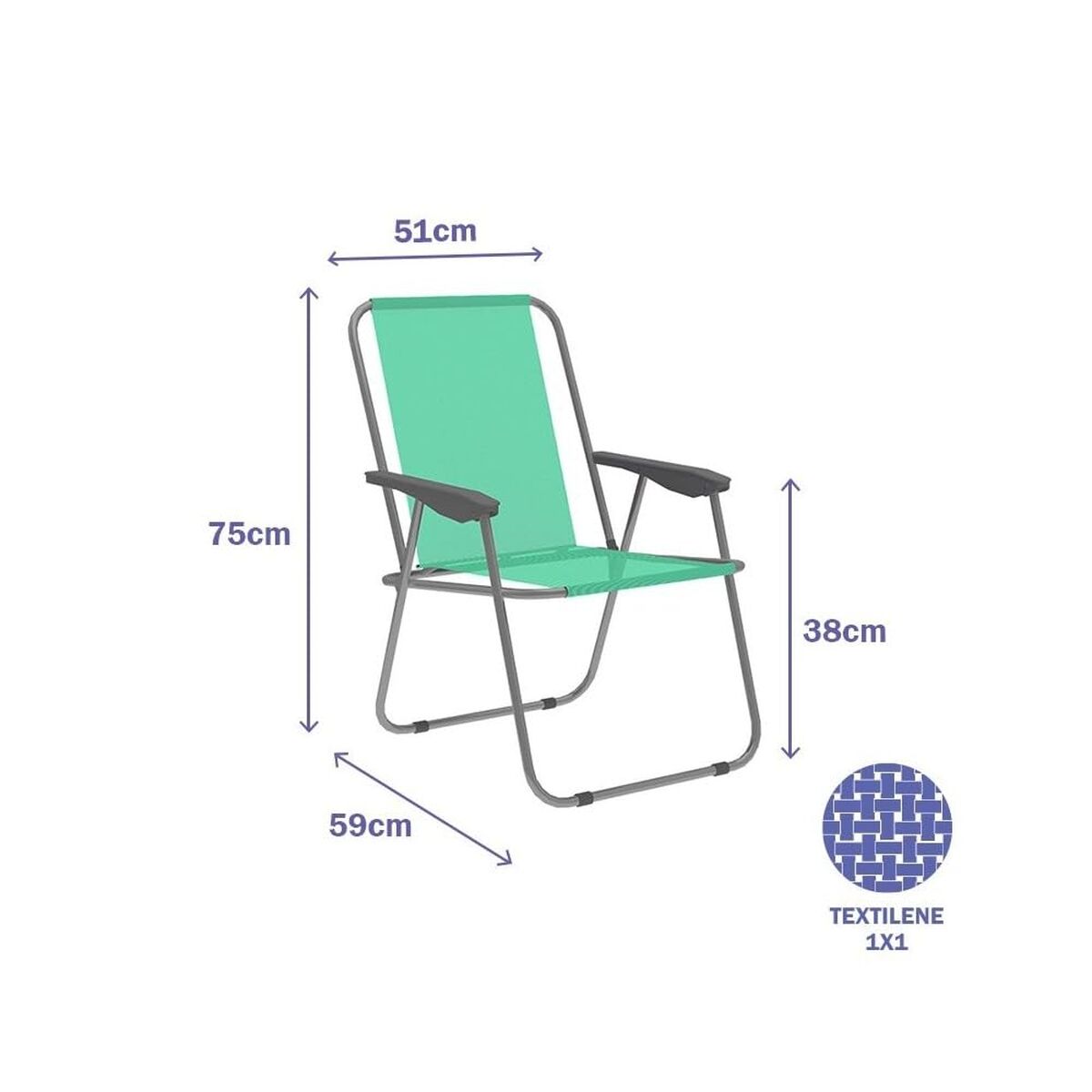 Polstrede Campingstol Marbueno Grøn 59 x 75 x 51 cm billede