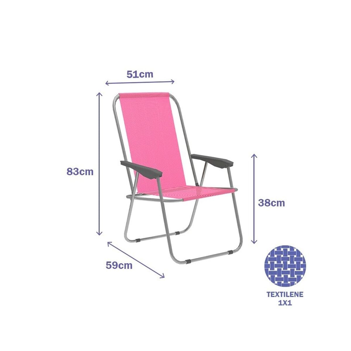 Polstrede Campingstol Marbueno 59 x 83 x 51 cm Pink billede