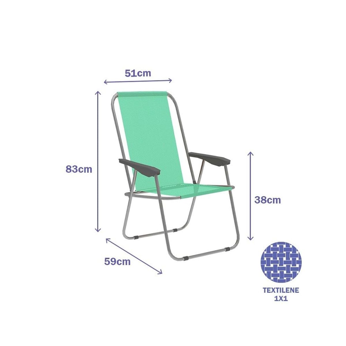 Polstrede Campingstol Marbueno Grøn 59 x 83 x 51 cm billede