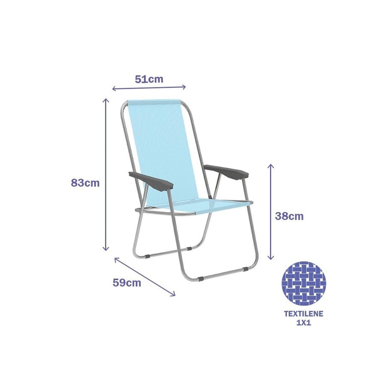Polstrede Campingstol Marbueno Blå 59 x 83 x 51 cm billede