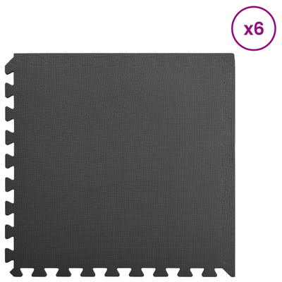 Poolbundmåtte 6 pcs Sort 2,16 ㎡ EVA skum