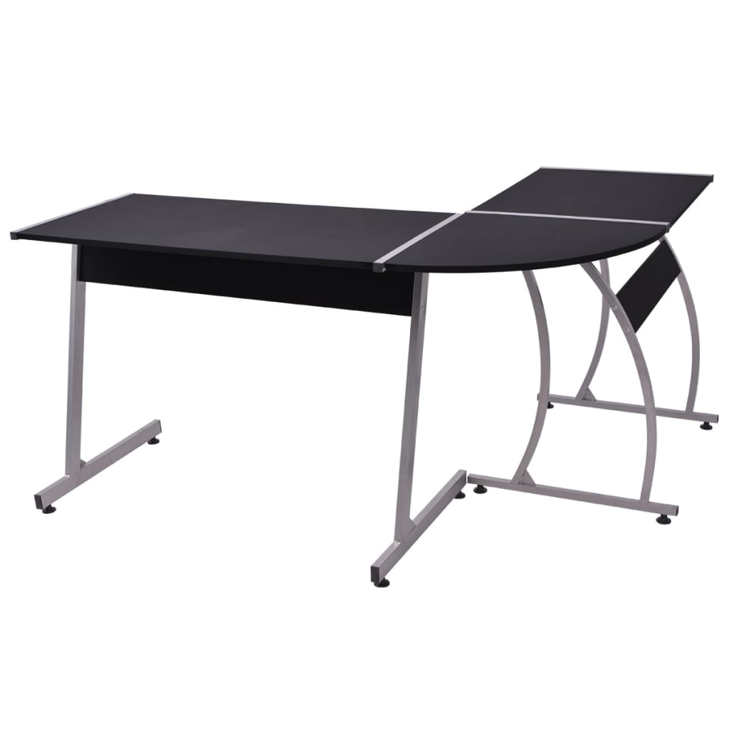 hjørneskrivebord L-formet sort