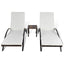 liggestole med bord polyrattan brun