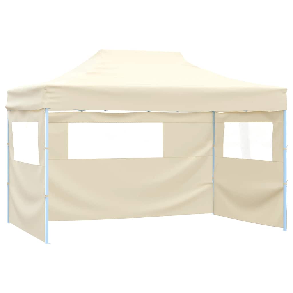 foldbart pop-up telt med 4 sidevægge 3 x 4,5 m cremehvid