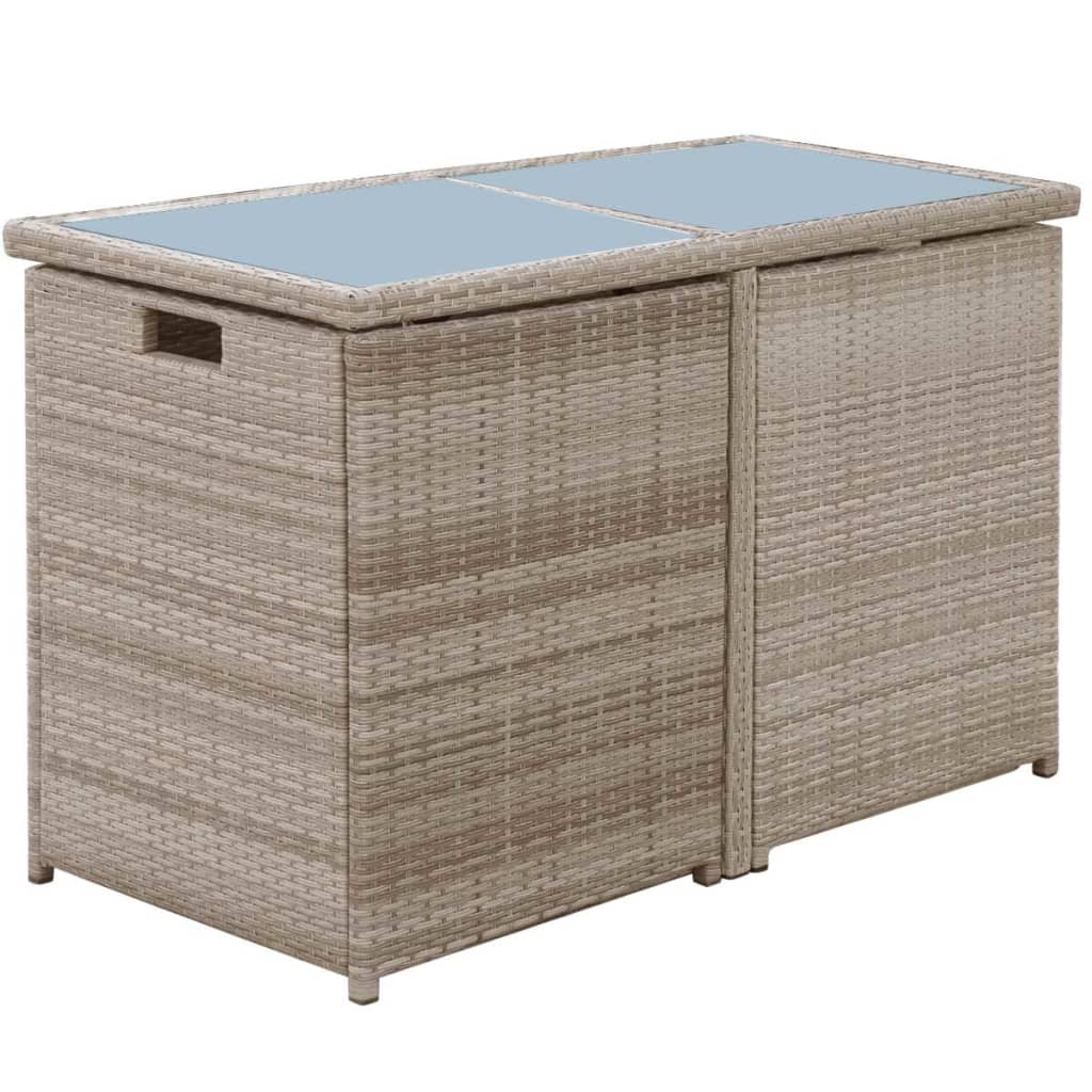 bistrosæt 3 dele med hynder polyrattan beige