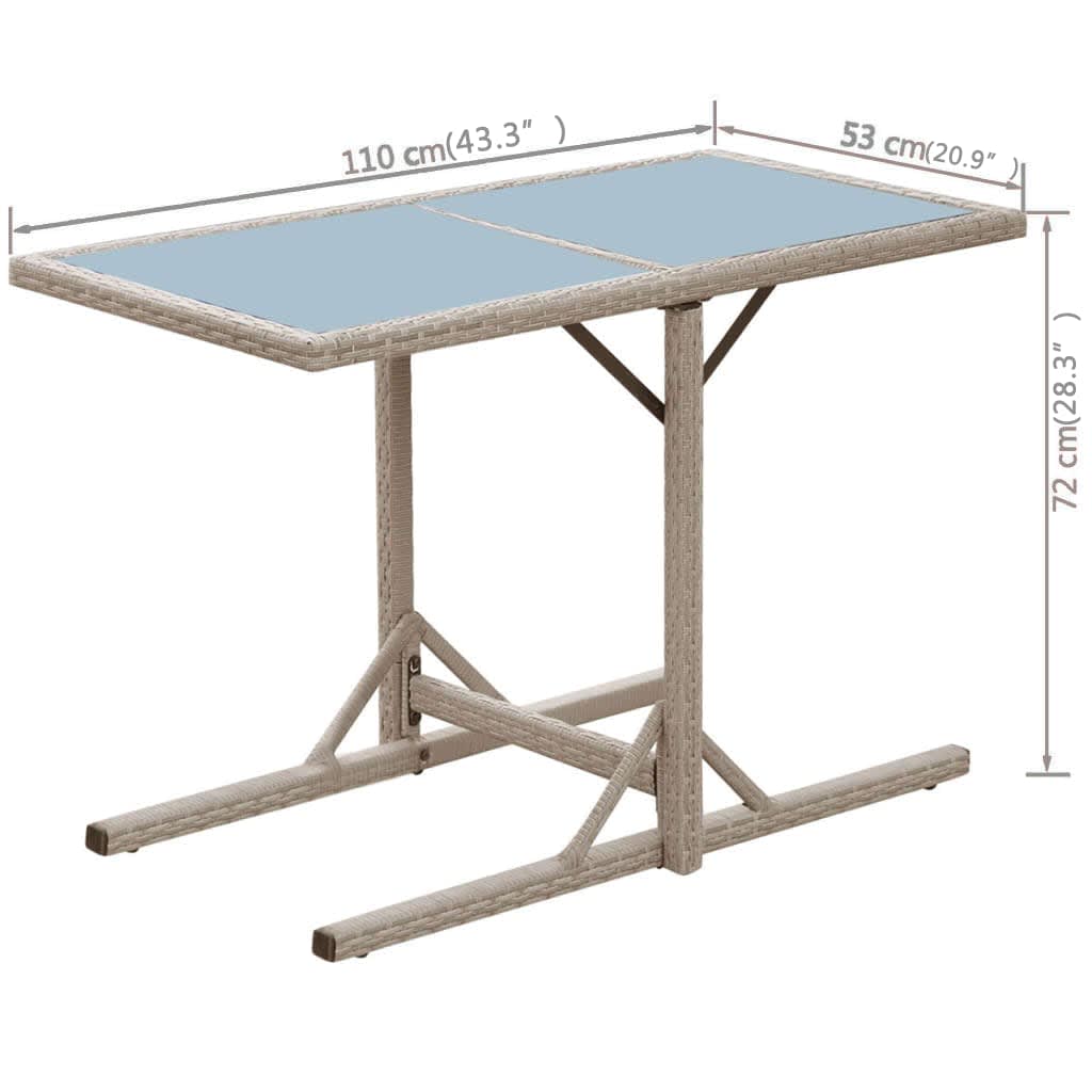 bistrosæt 3 dele med hynder polyrattan beige