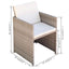 bistrosæt 3 dele med hynder polyrattan beige