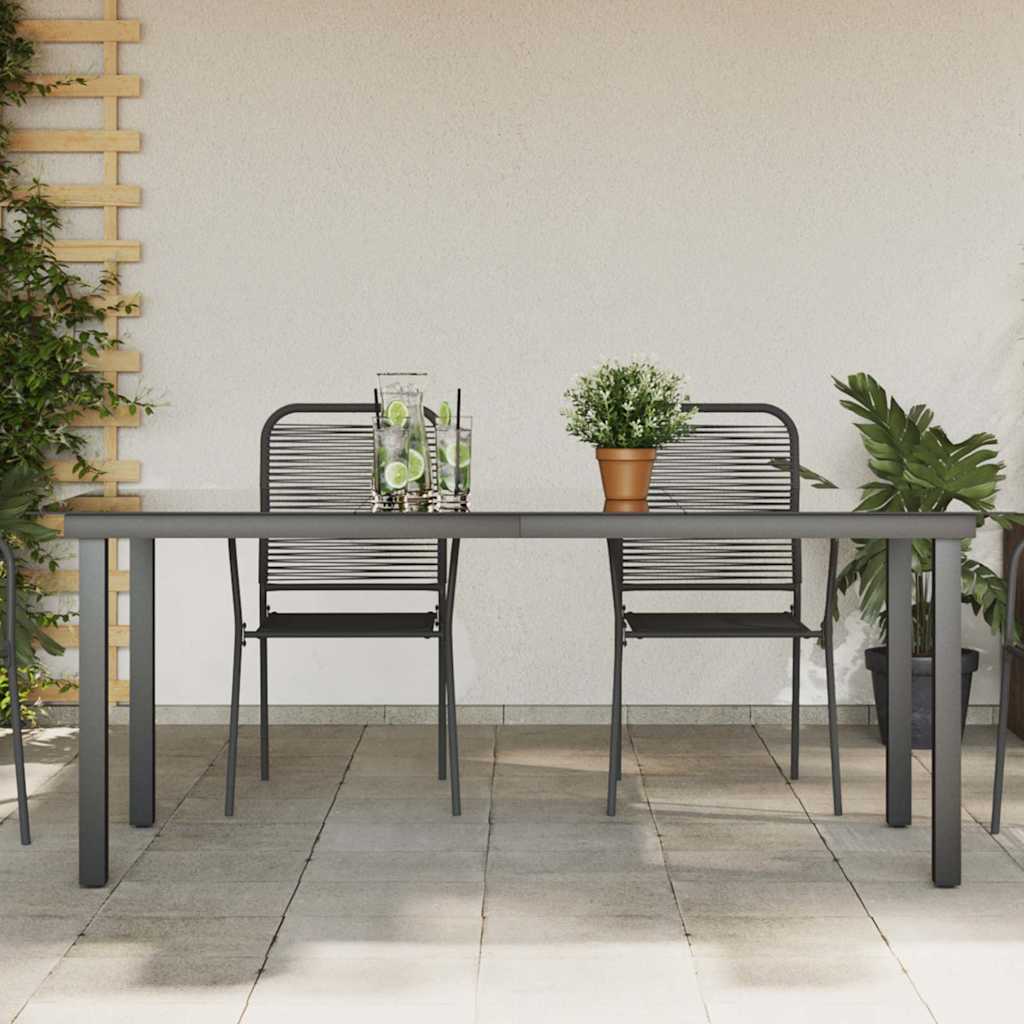 havebord 190x90x74 cm aluminium og glas sort billede
