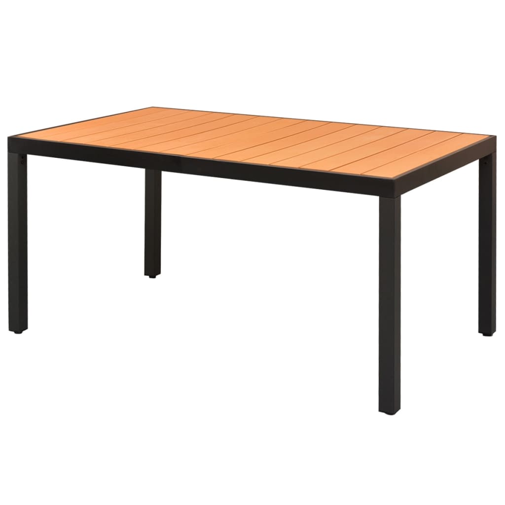 havebord WPC aluminium 150 x 90 x 74 cm brun billede
