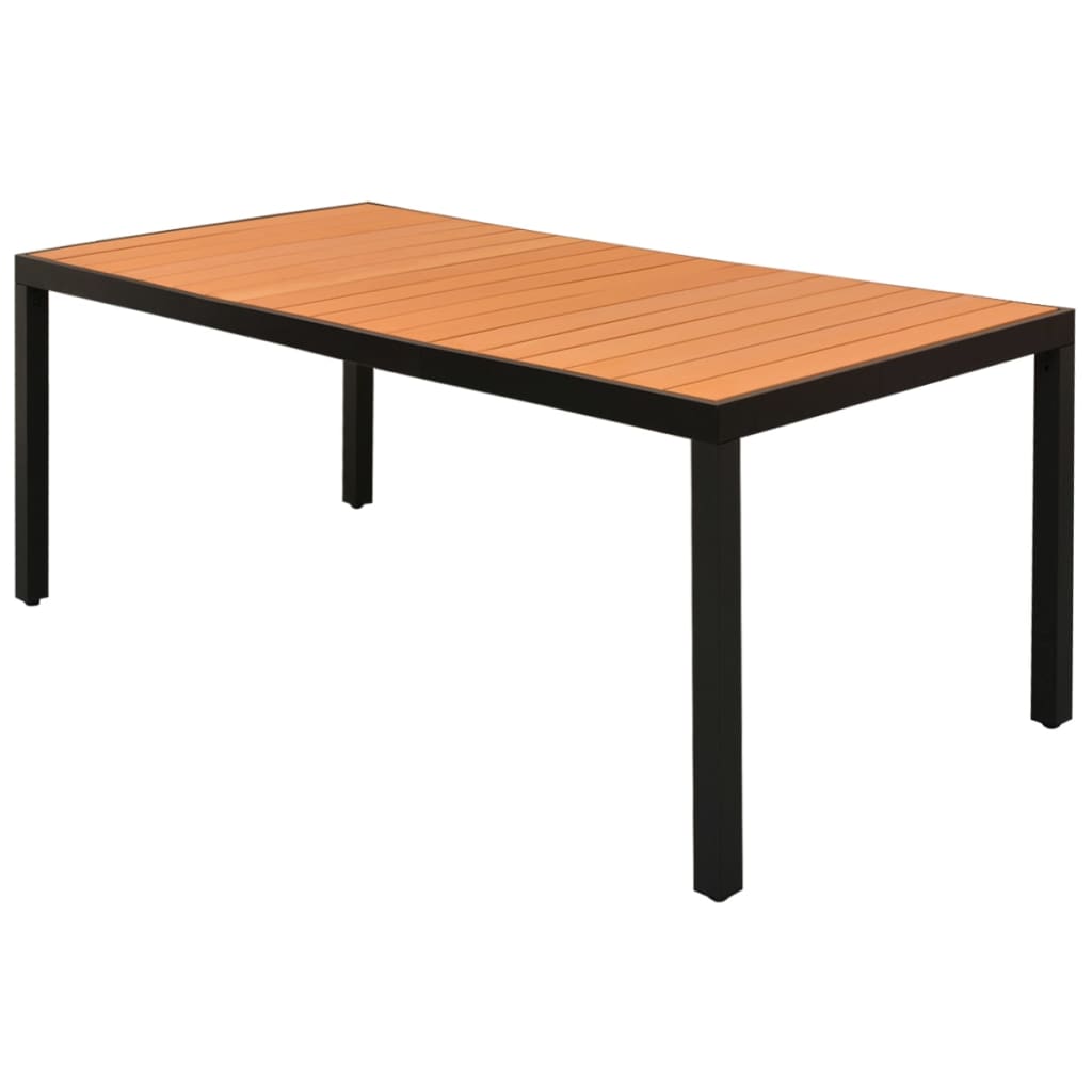 havebord WPC aluminium 185 x 90 x 74 cm brun billede