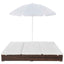 loungeseng med parasol polyrattan brun