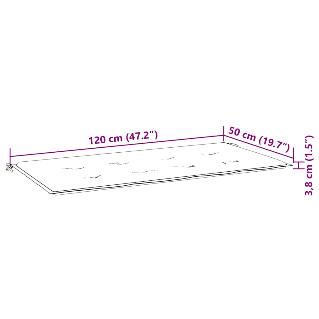 hynde til havebænk 120x50x3 cm oxfordstof antracitgrå