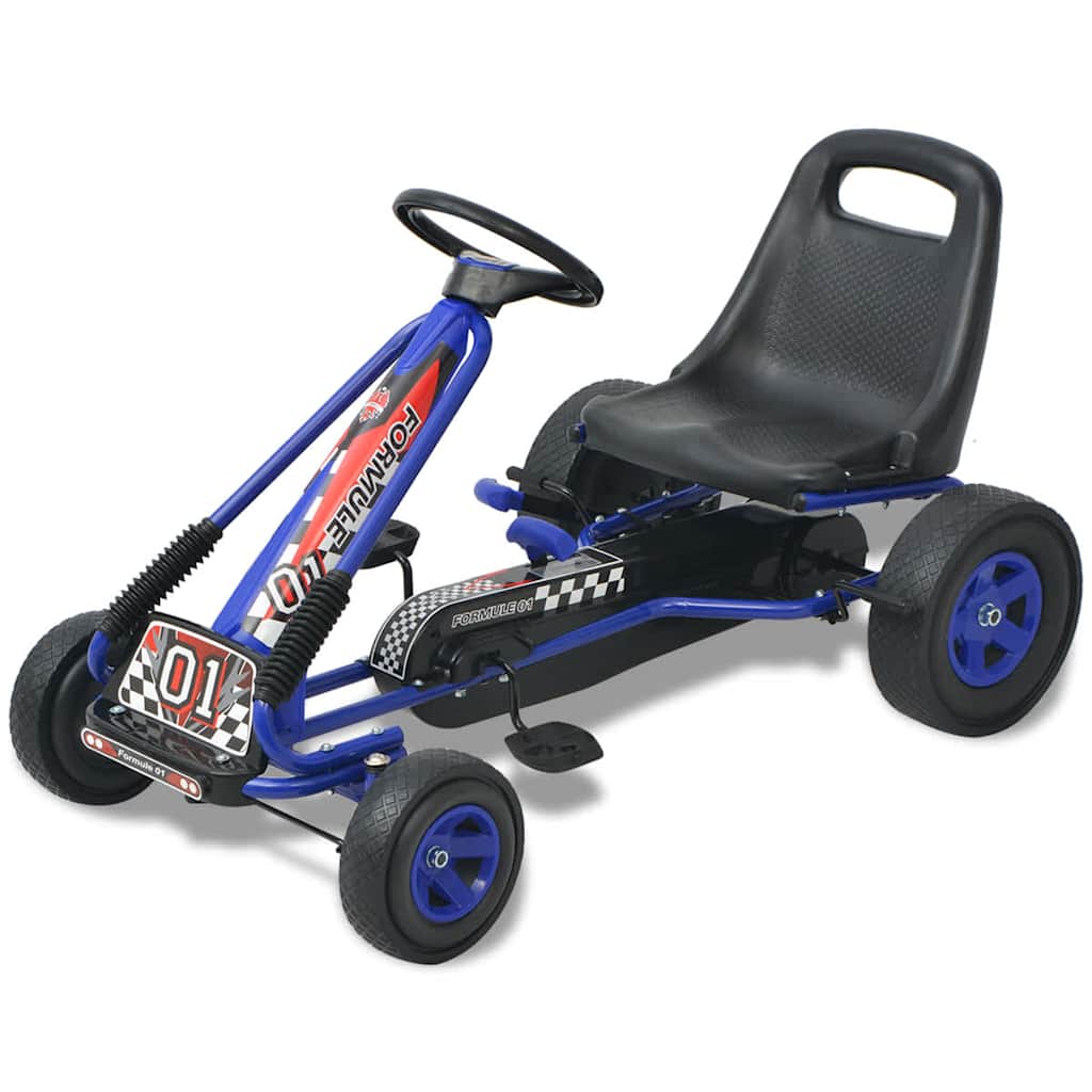 pedal-gokart med justerbart sæde blå billede